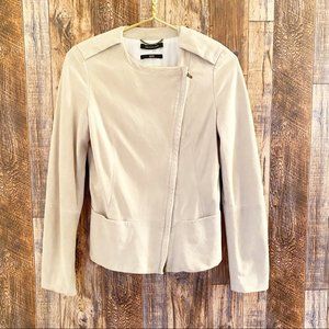 Hugo Boss 100% Goat Leather asymmetrical zip Moto jacket size US 2